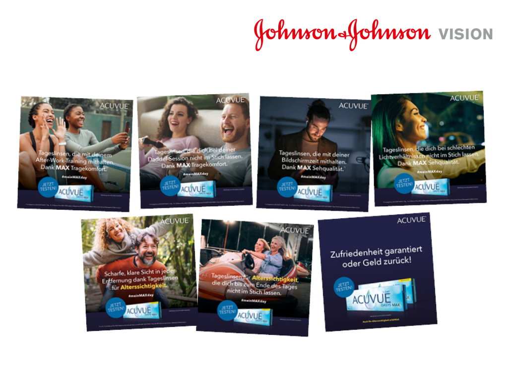 Johnson & Johnson Vision Motive digitale Werbekampagne für Partneroptiker