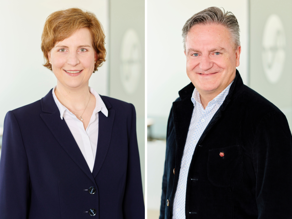 Claudia Wagner und Marcel Zischler vom Kontaktlinsenhersteller Menicon