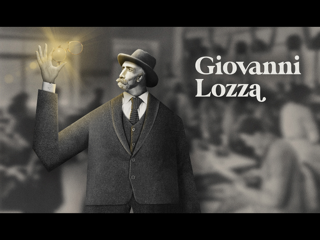 Lozza-Firmengründer Giovanni Lozza dargestellt in der Animationsserie „A story with a vision“ von De Rigo