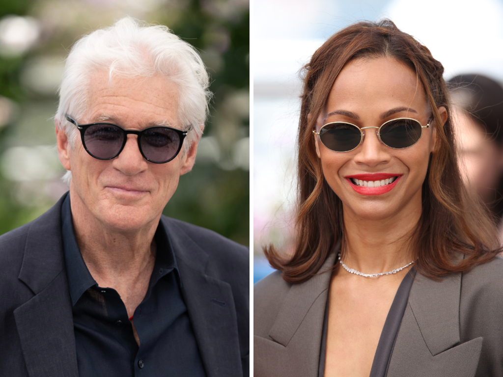 Schauspieler Richard Gere und Zoe Saldaña tragen Persol-Brillen auf dem Internationalen Filmfestival von Cannes 2024