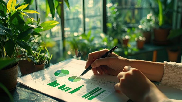 A person is holding a green pen