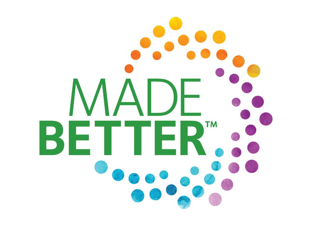 Bunter Schriftzug „Made Better“ zur Nachhaltigkeitsinitiative von CooperVision