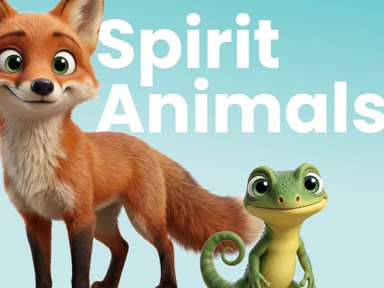 Kindliche Tiermotive Fuchs und Echse im Comic-Stil