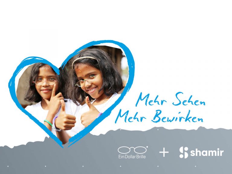 Visual zur EinDollarBrille-Zweitbrillenaktion mit Spendenanteil von Shamir