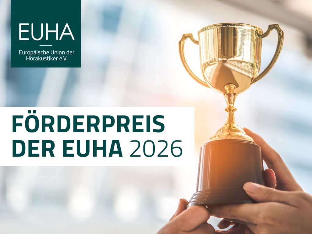 Visual EUHA-Förderpreis 2026 zeigt Pokal und Schriftzug