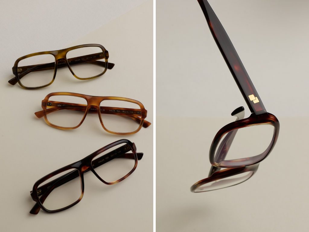 Brillen aus der neuen Acetat-Kollektion von Götti mit facettierten Oberflächen