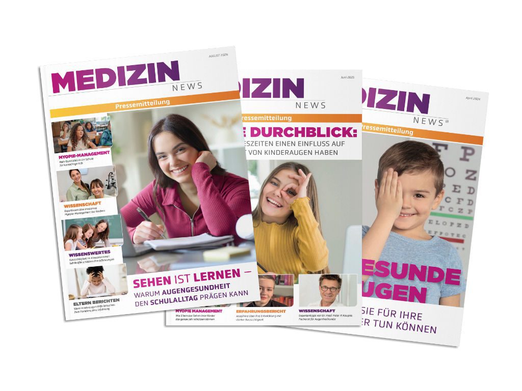 Aufreihung dreier Ausgaben des CooperVision-Magazins „Medizin-News“